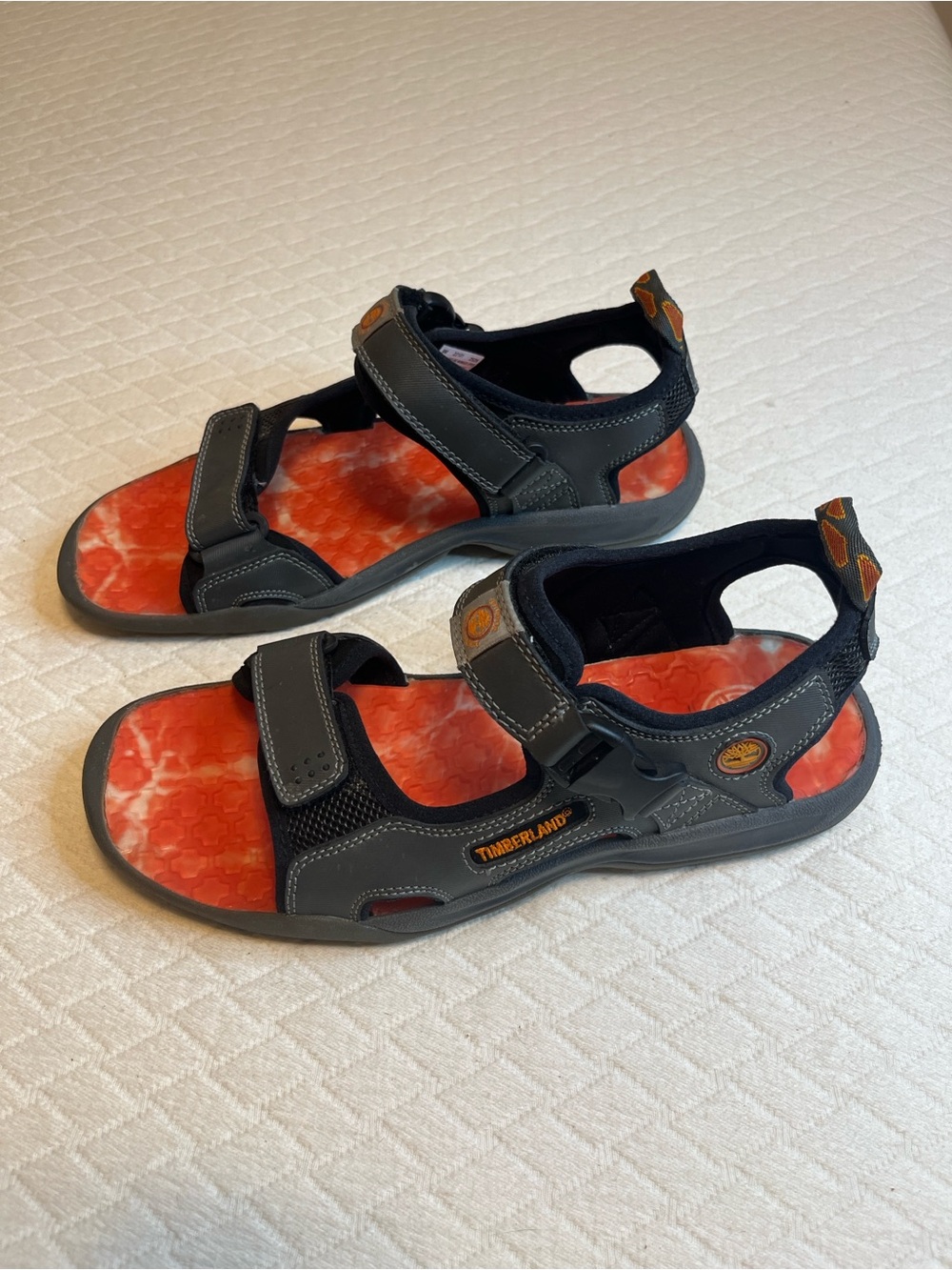 Timberland Junction II Men's Gray and Orange Sport Sandals, 9